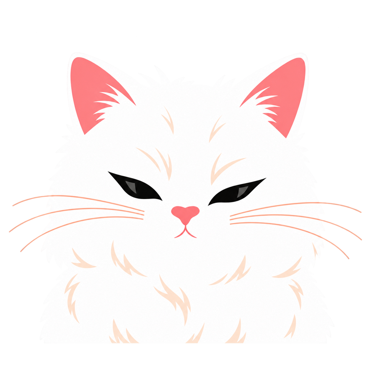 Bingbing, a fluffy white cat with pink ears